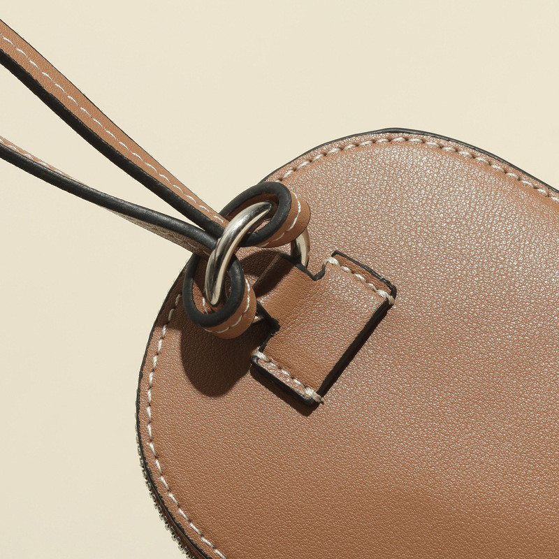 Shoulder Bag Brown Real Leather Hat Shape Crossbody Bags for Women