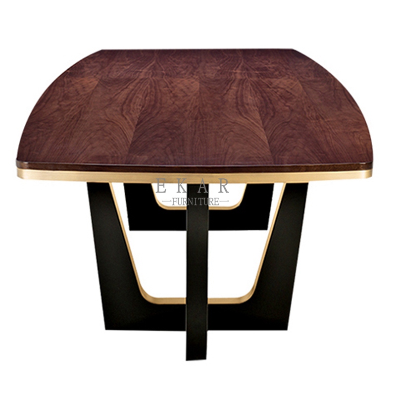 2M Rectangle Wooden and Metal Modern Dining Table