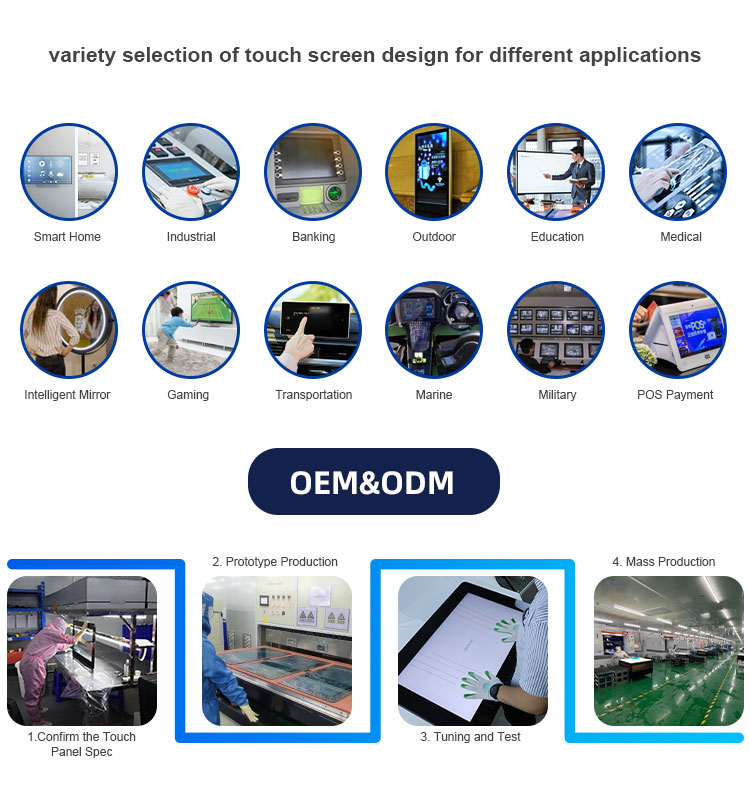 Multi-Touch Custom Size IP65 Waterproof PCAP Touch Panel With 10-Point Touch USB/RS232/IIC Interface