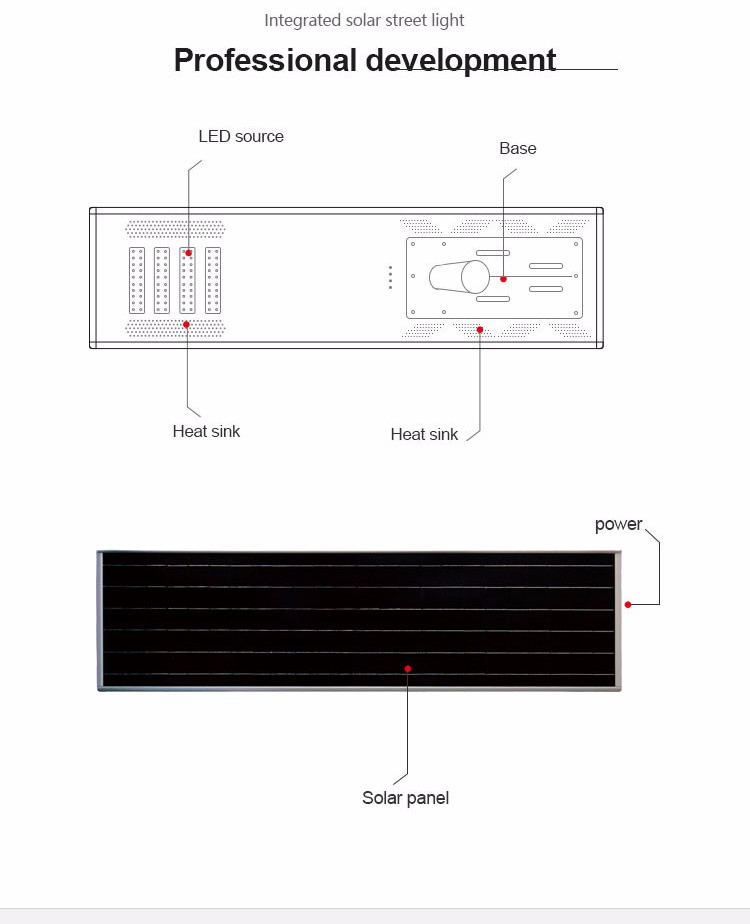 Smart motion sensor outdoor waterproof IP65 integrated all in one led solar street light 8w 15w 20w 30w 40w 80w