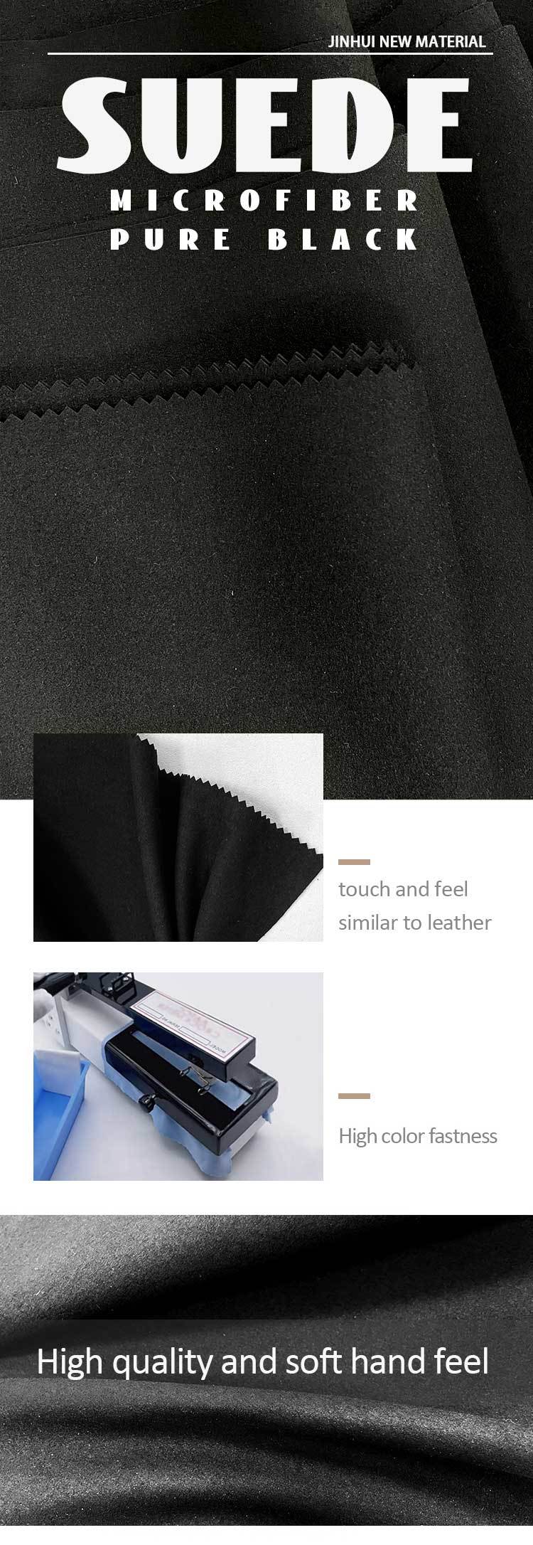 Luxe Faux Leather Material Ultra Soft Island Micro Suede Fabric Pure Black