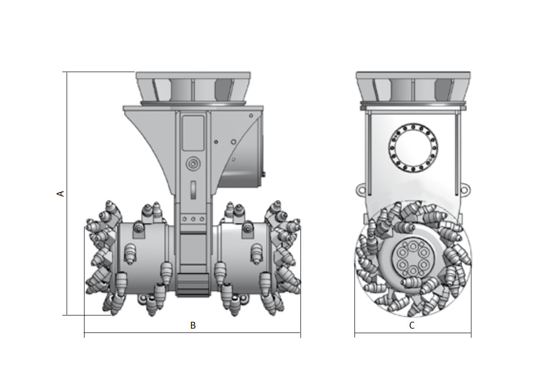 ODM Rock Grinder Attachment For Excavator Drum Cutter 850kg