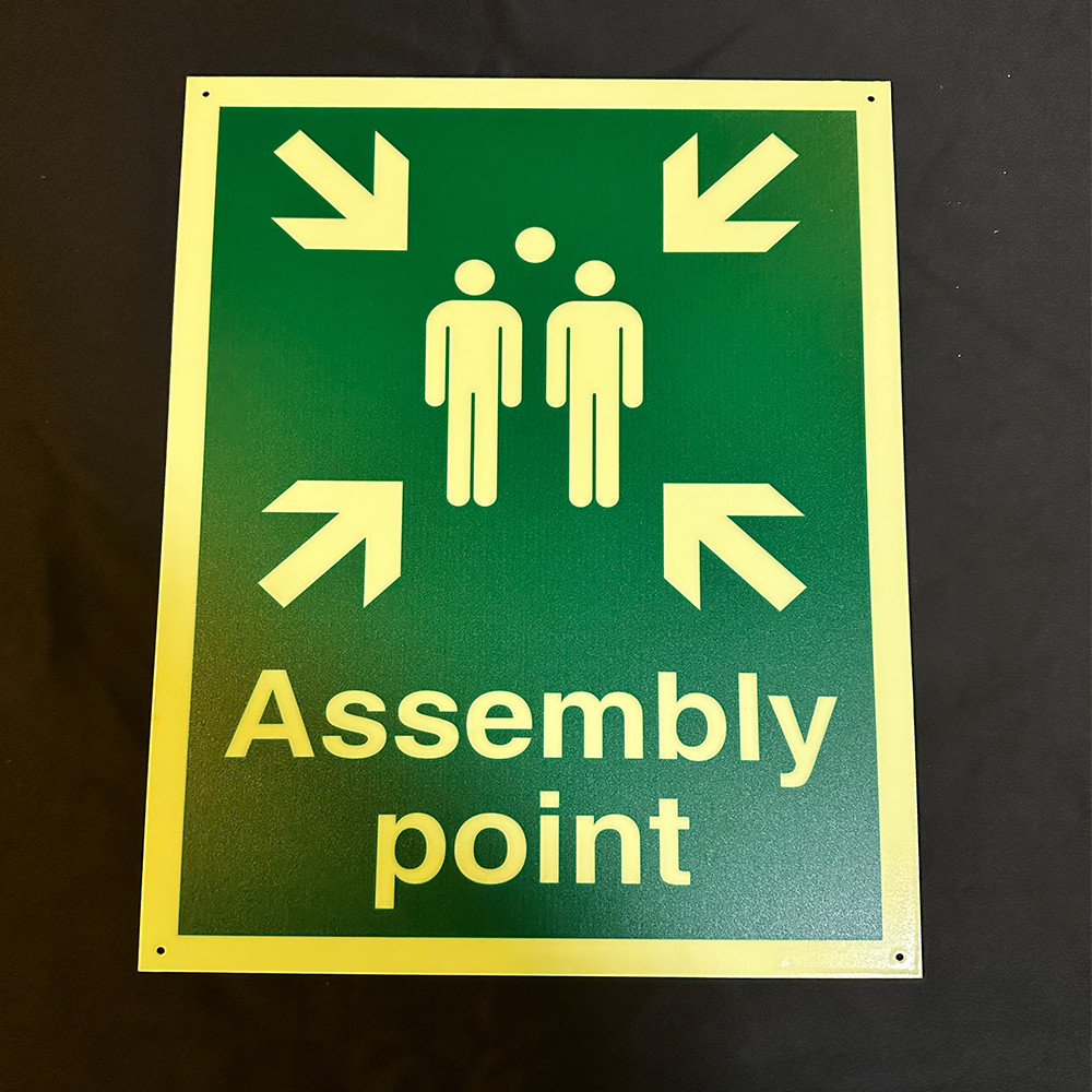 300 X 400mm Photoluminescent Assembly Point Signage Glow In The Dark