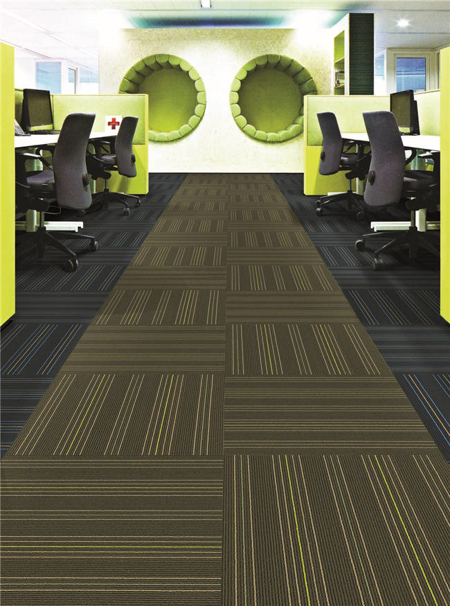 Fashion Commercial Carpet Tiles Tufted High - Low Loop Pile Construction
