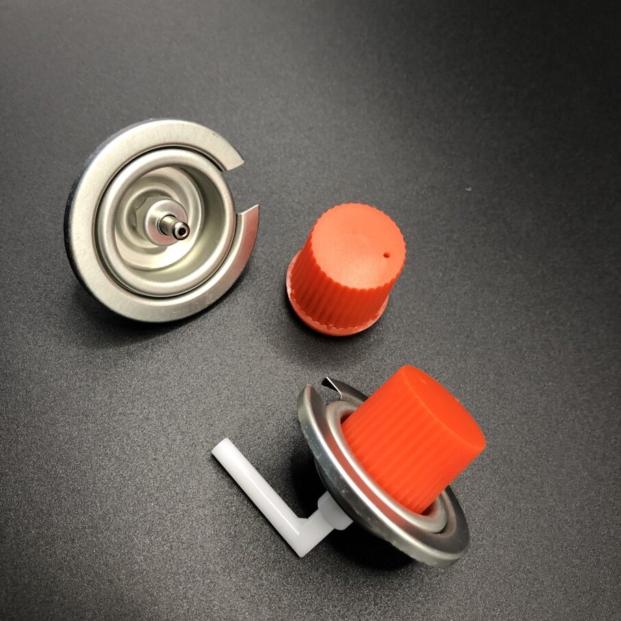 Tinplate And PP Material Butane Gas Valve with Straight Shape and Buna Inner Gasket