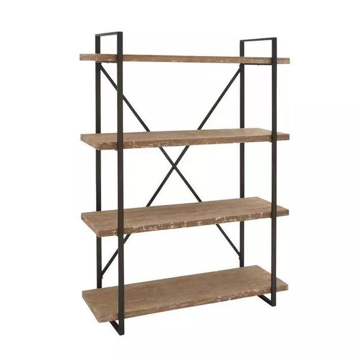 MDF Home Office Metal And Wood Book Shelves Display Rack 4 Shelf