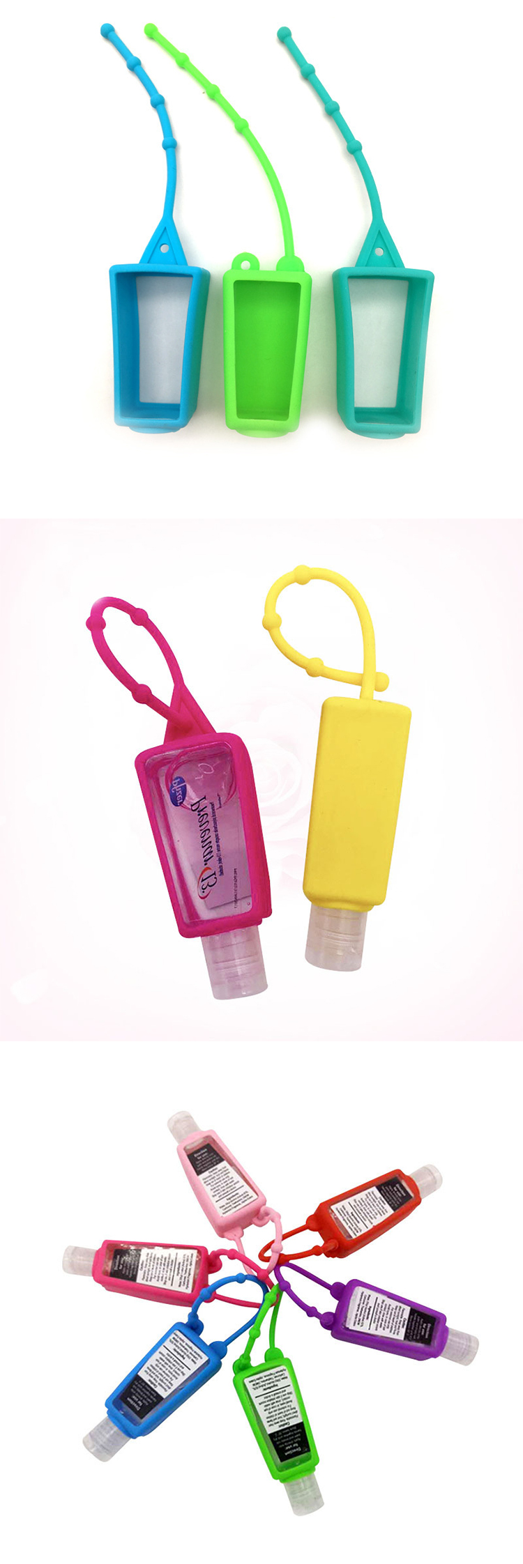 Slim 30ml PET Hand Sanitizer Bottle With Silicone Holder