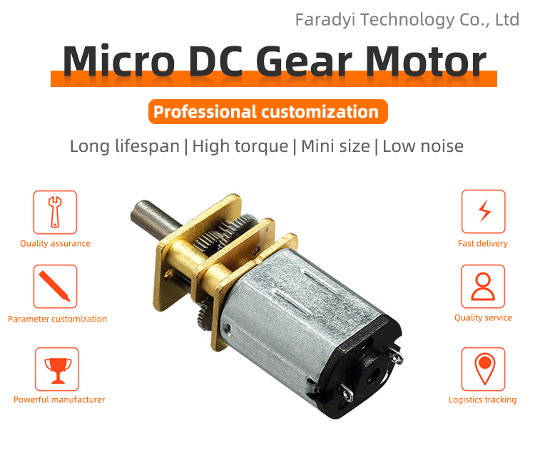 Faradyi Customized 12v 24v 1.6-70kg.cm Mini Low Rpm High Torque Flat Gearbox Encoder Brushes Dc Worm Gear Motor