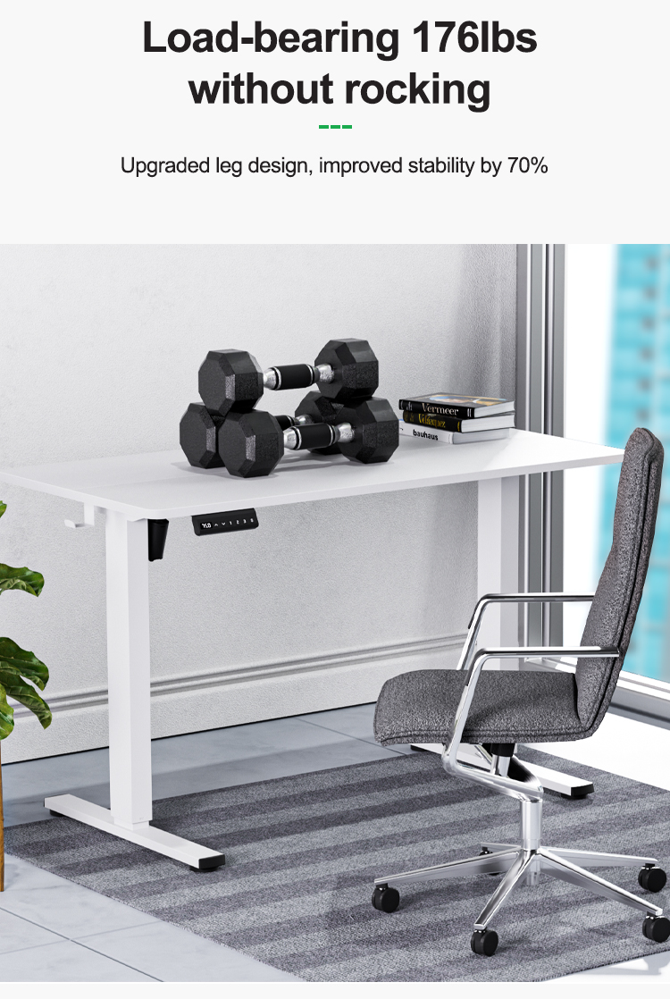 Height Adjustable PANEL Desk Frame 2 Stage Single Motor for Home Office in Wood Style