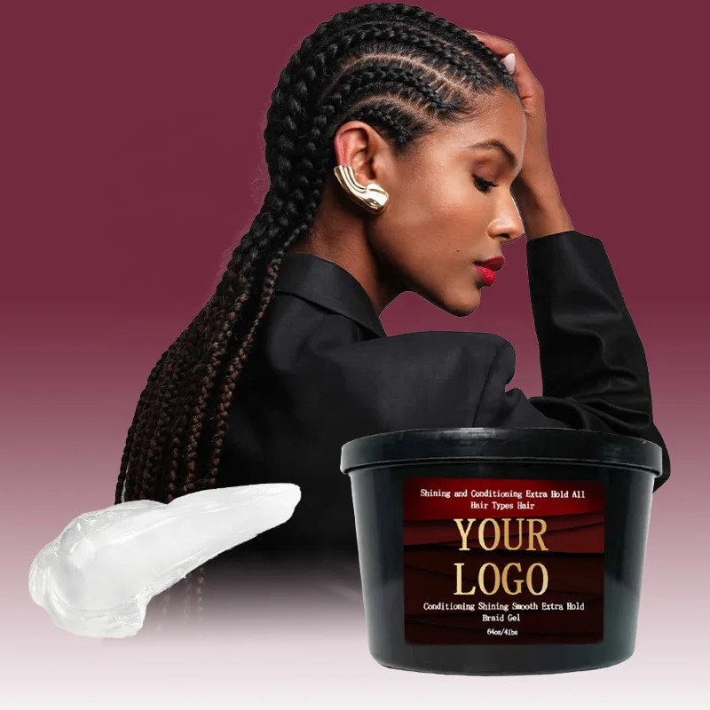 64oz Braid Gel for Braid Twist No Flaking Olive Oil Custom Wholesale Braiding Jam Extra Hold wholesale 4C Hair Edge Control