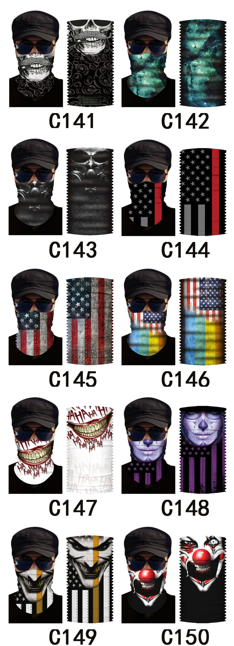 Blue Sublimation Biking Polyester Multifunctional Bandanas