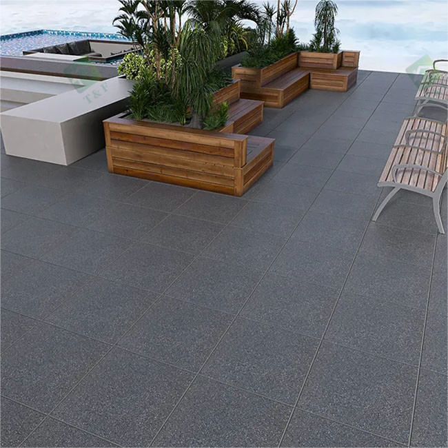 Rough Finished Rustic Concrete Porcelain Outdoor Tiles Non Slip 2cm For Driveway