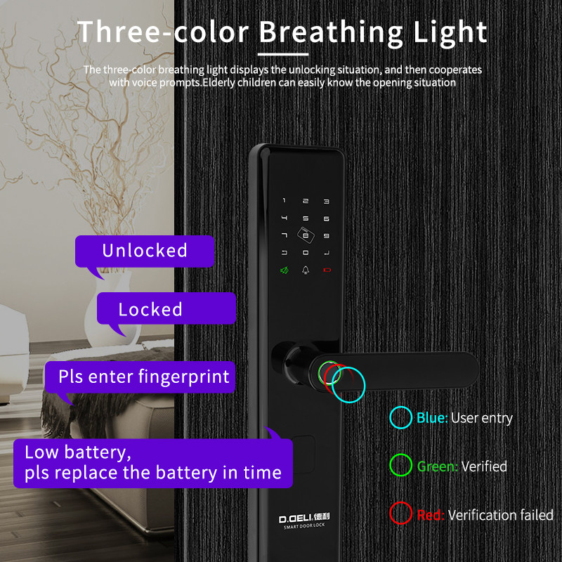 Hot Selling Fingerprint Smart Door Lock With Tuya Wifi Smartphone App Remotely Control High Quality For House Use