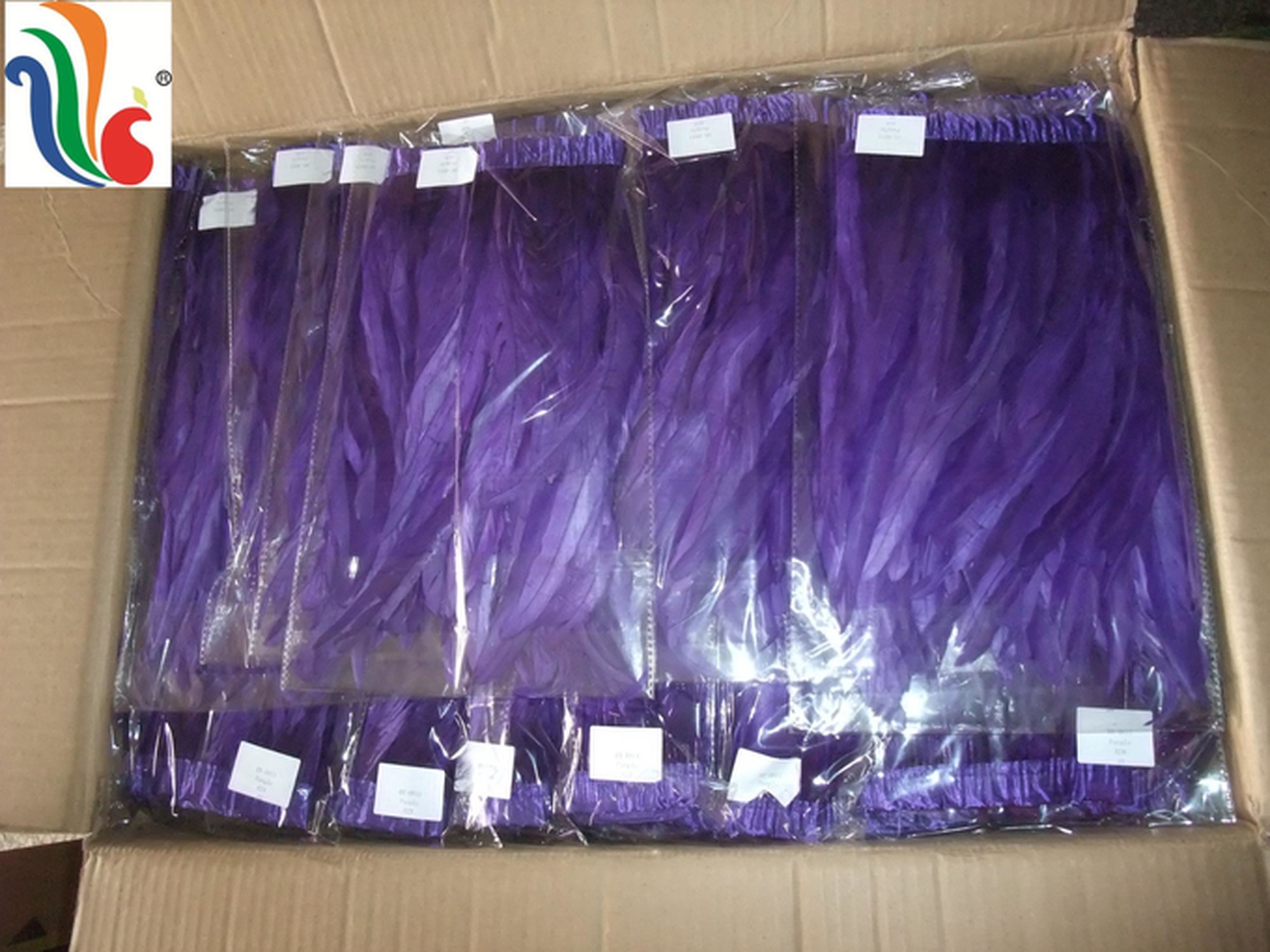 10-12inch Rooster Coque Feather Fringe Trim with Satin Ribbon Tape