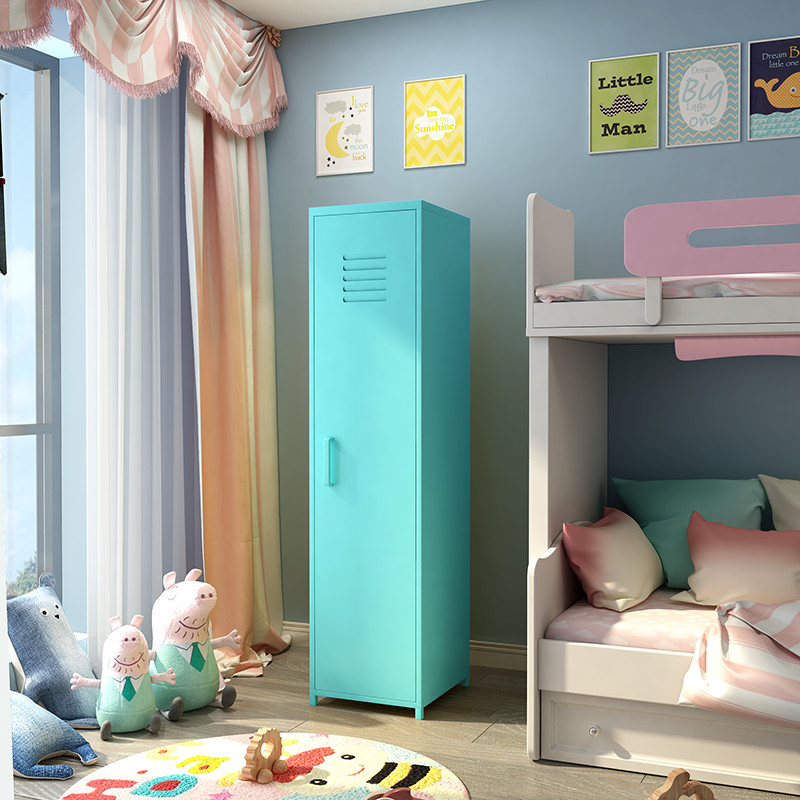 Colour steel almirah vertical single door home metal locker closet with stand feet