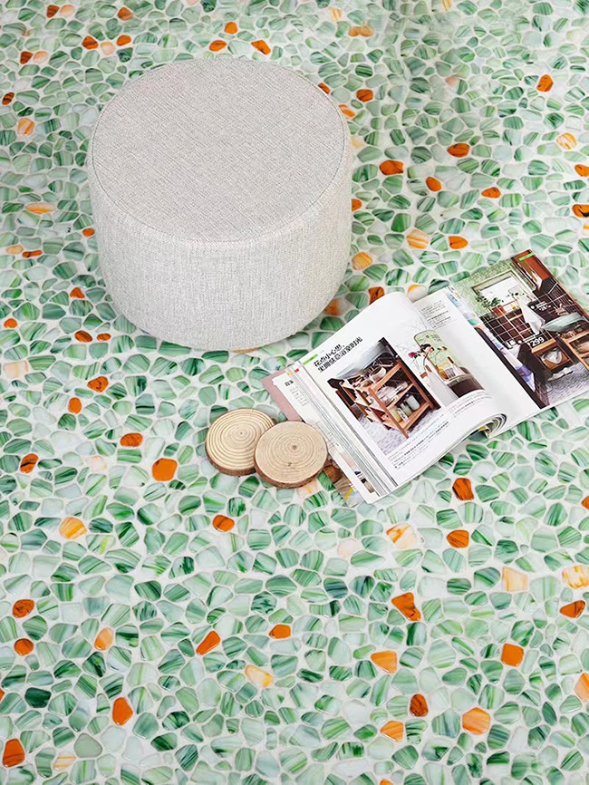 Cobble Pebble Shaped Glass Mosaic Tiles Glossy Mosaic Kitchen Wall Pebble Mosaic