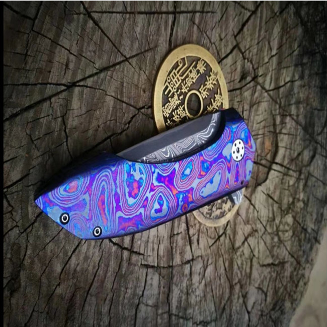 Aluminum Stainless Damascus Tactical Hunting Knife CNC Assembly