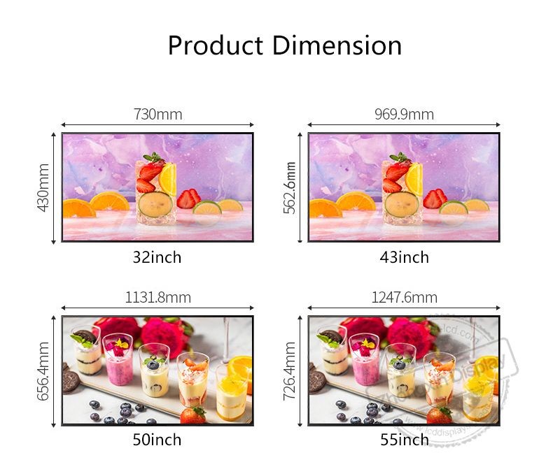 50 Inch LED Monitors Roof Hanging HD Wall Mount Screen Android OS LCD Display