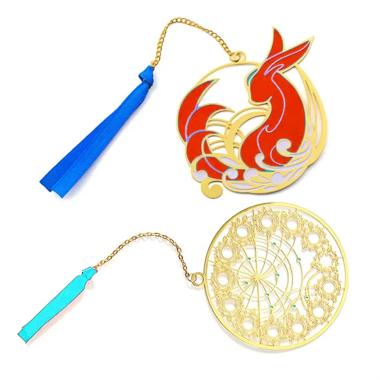 Custom Enamel Tassels Metal Bookmarks Letterpress Printing