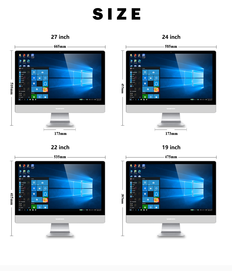 16GB Video Memory Intel UHD Graphics 630 21.5''27''inch Core I3 I5 I7 1920*1080p All In One Pc