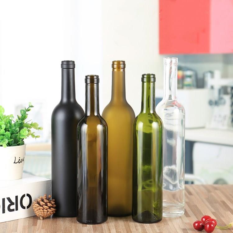 750ml Dark Green Glass Wine Bottle With Cork Cap for Beverage Packaging Requirements