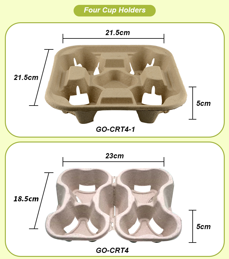 Biodegradable Heat Insulation 2 4 Trays Takeaway Coffee Cup Carrier