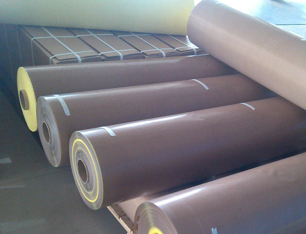 Brown Ptfe Coated Glass Cloth / PTFE Coated Fiberglass Cloth 0.08-0.35mm Thickness