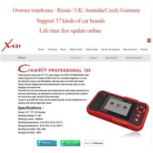 LAUNCH Creader CRP123 obd2 eobd code reader Auto Diagnostic tool test Engine ABS