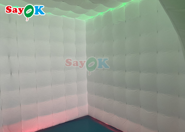 Inflatable Party Tent 3.5*2.8*2.5m LED Light Portable Inflatable Photo Booth White And Golden Color