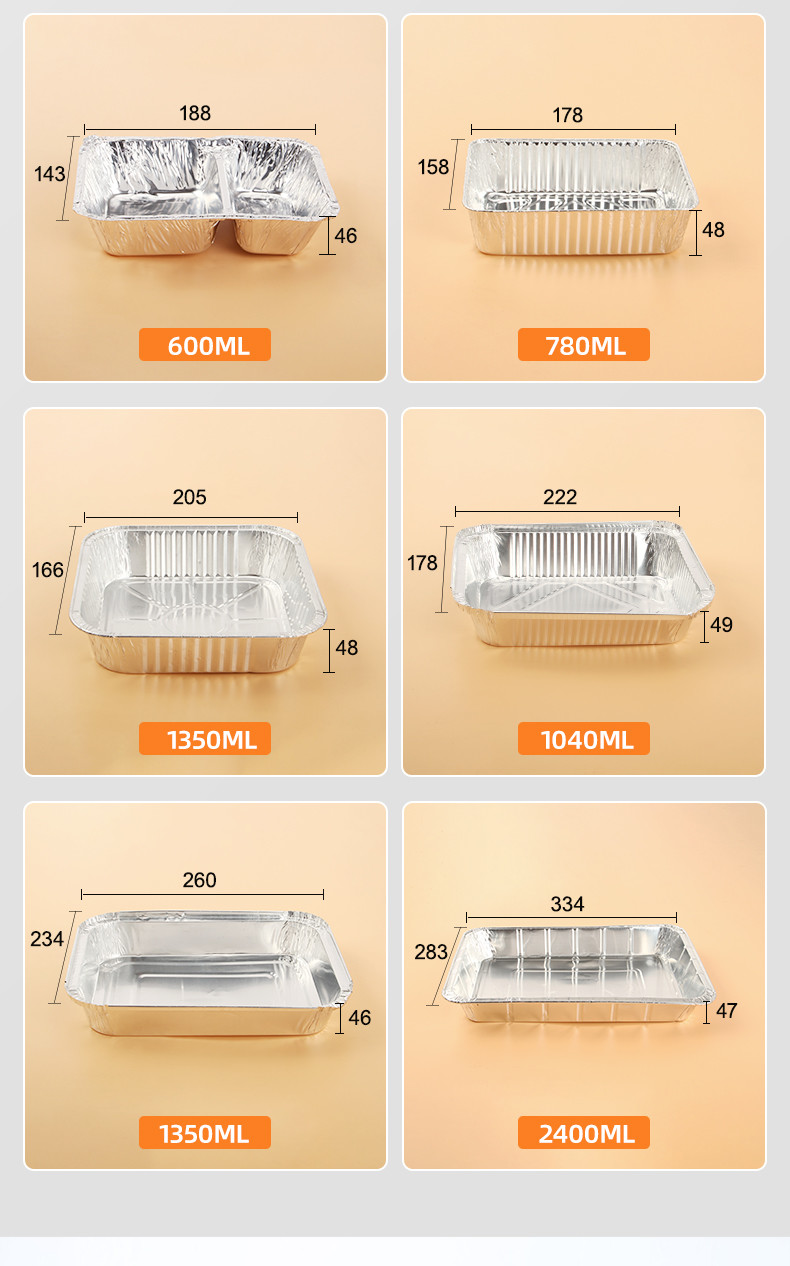 Square Round Aluminum Foil Container Rectangle Foil Trays