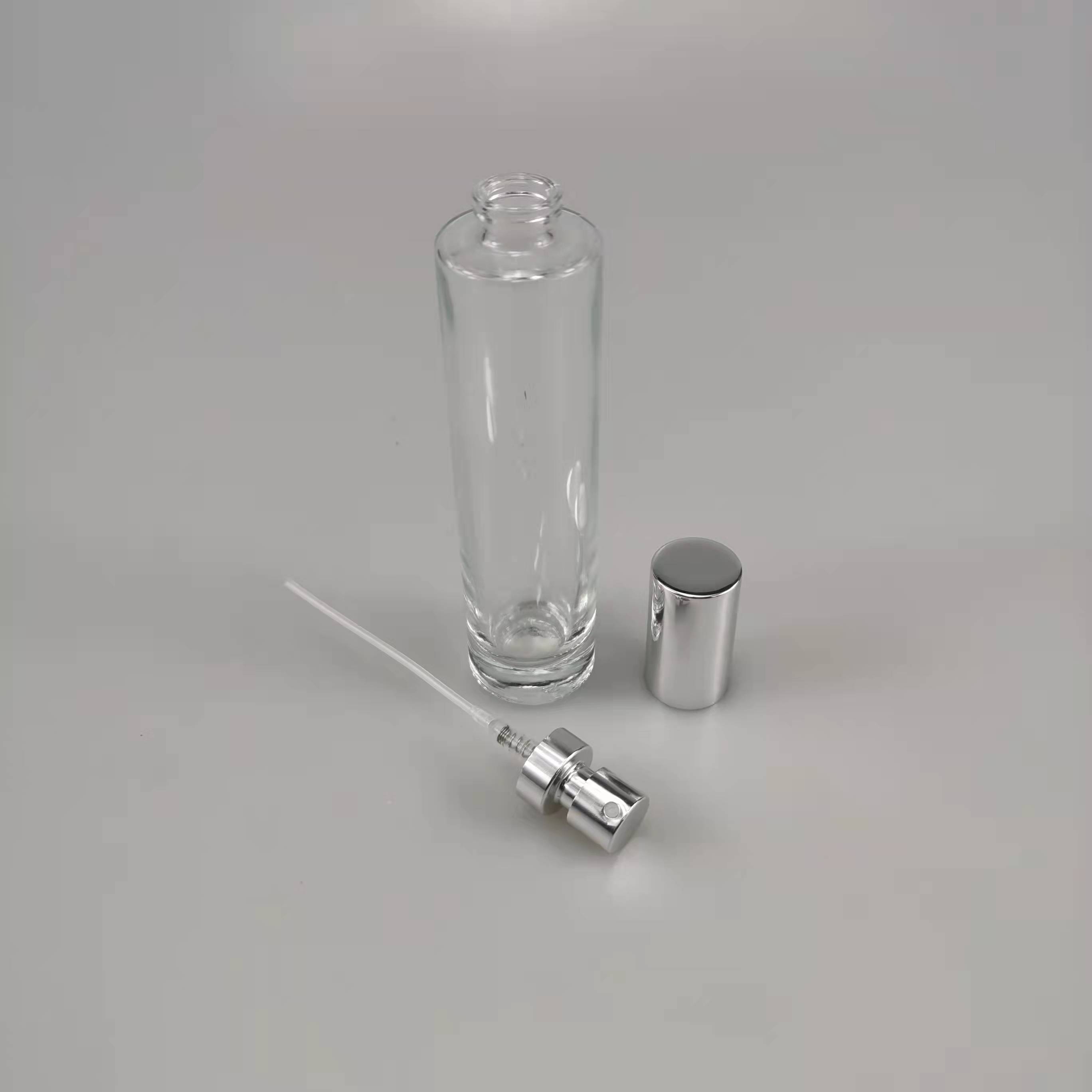ODM OEM Printing 35ml Round Glass Perfume Bottle with Golden Silver Pump Sprayer