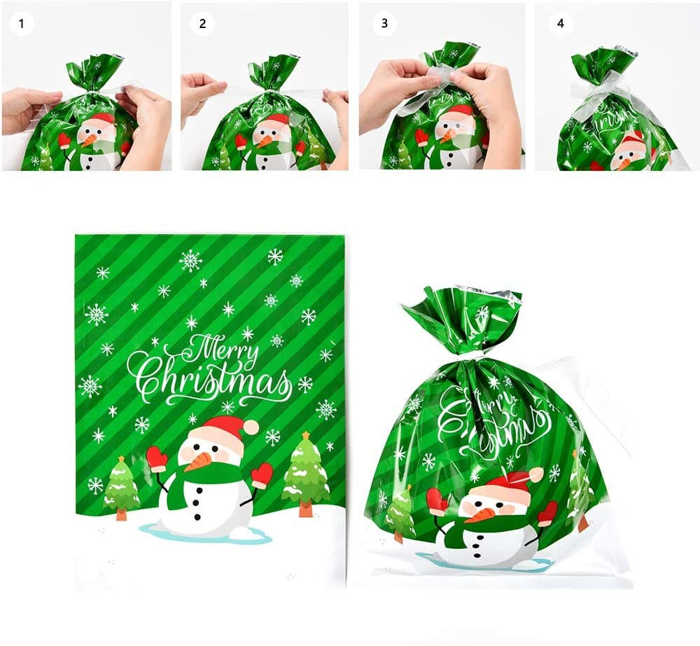 Birthday Holiday Santa Drawstring Candy Small Gift Wrapping Bags With Ribbon Tie
