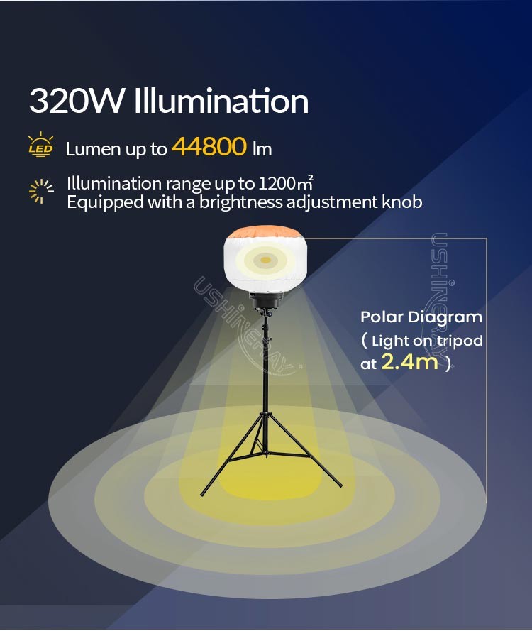 Portable LED Balloon Light 320W Mobile Light Tower For Indoor Construction