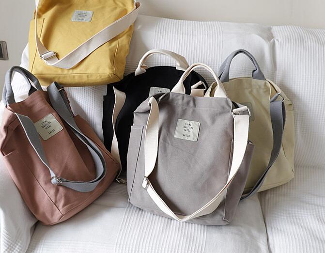 Korean Canvas Shoulder Bag Zipper Luxury Women Bags Designer Women Messenger Bag Female Simple Handbag Letter Printing tote