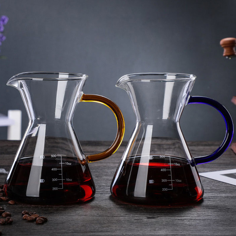 Funnel Shaped Lead Free Borosilicate 500ml Coffee Glass Pot