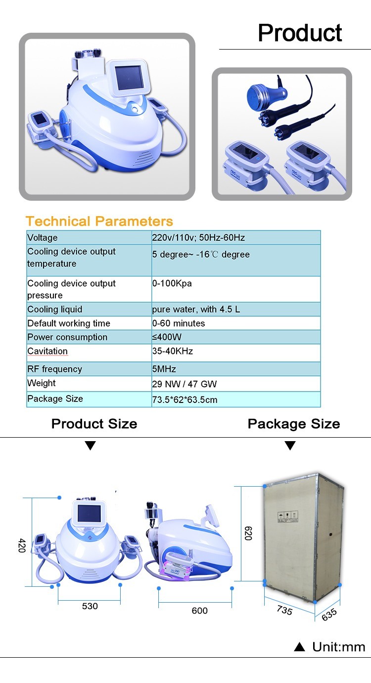 LF-223 Portable Dual Handles Cavitation RF Ice Therapy Machine/ Cryotherapy Slimming Equipment