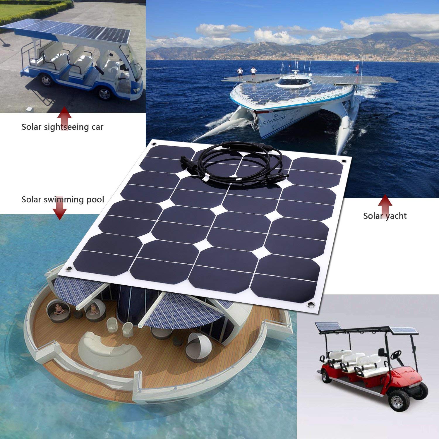 Flexible 18v 50w Solar Panel Curved Soft Thin Film Solar Panel C60 Cell