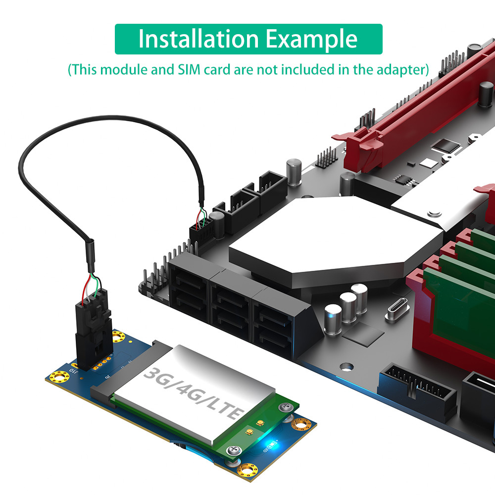 Mini PCI-E to Motherboard USB 9PIN Header Wireless Adapter Card With 1 Standard SIM Slot for GSM 3G 4G LTE WWAN Module