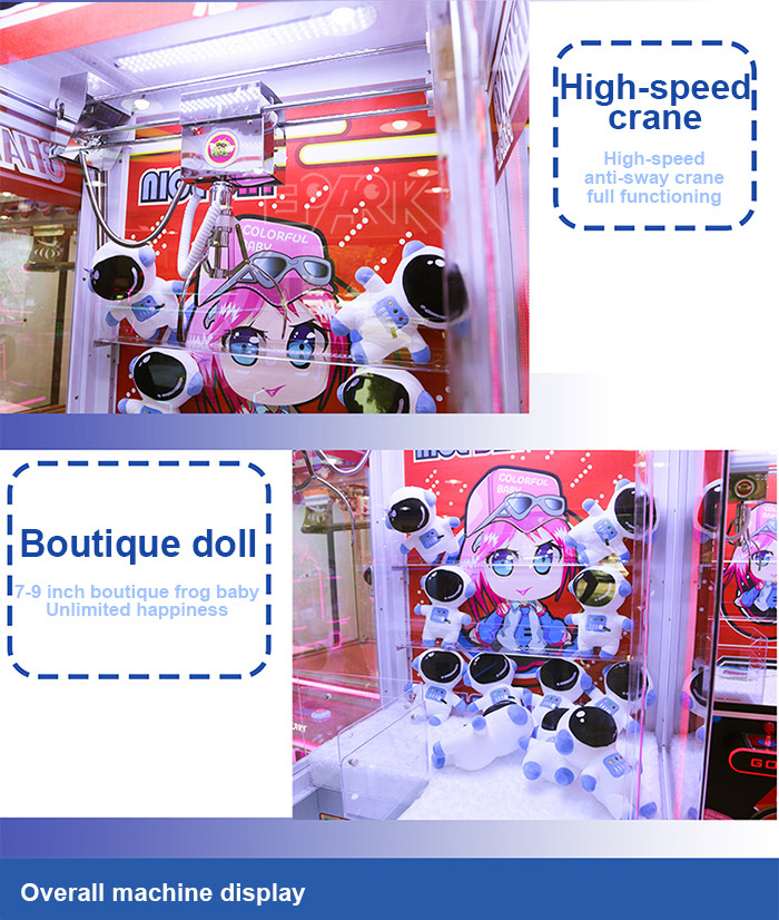 Coin Operated Toy Claw Crane Game Machine With Colorful LED Light
