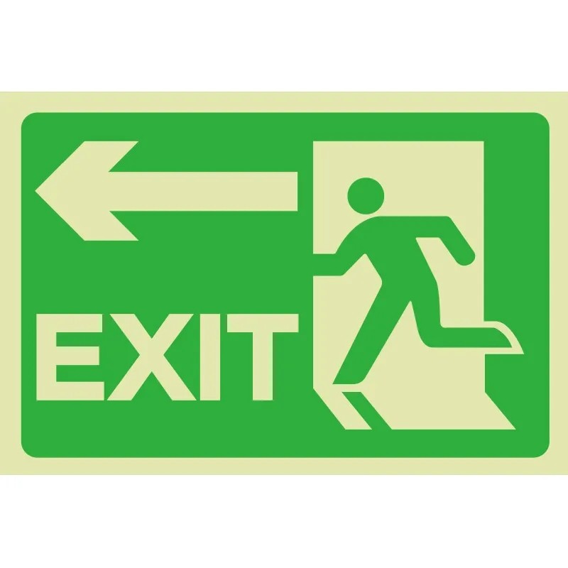 Waterproof Fire Warning Photoluminescent Safety Exit Sign ISO9001 Certificated