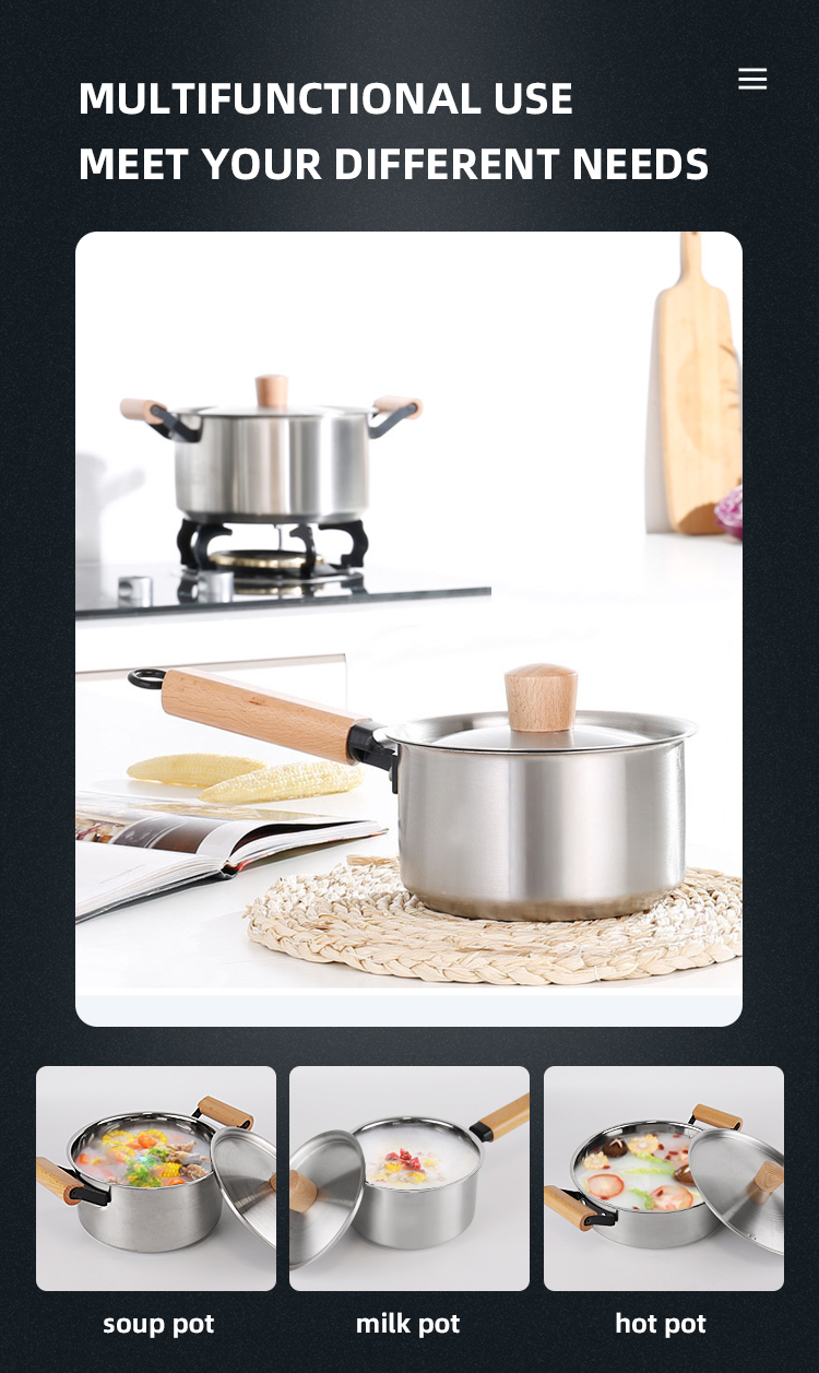 Factory Direct 3 Pieces Cooking Pot Set Kitchen Wares Set Pots And Pans Cookware Sets Cooking With Wooden Handle