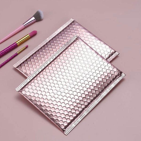 Custom Logo Air Padded Envelopes Metallic Rose Gold Foil Bubble Mailer Bag For