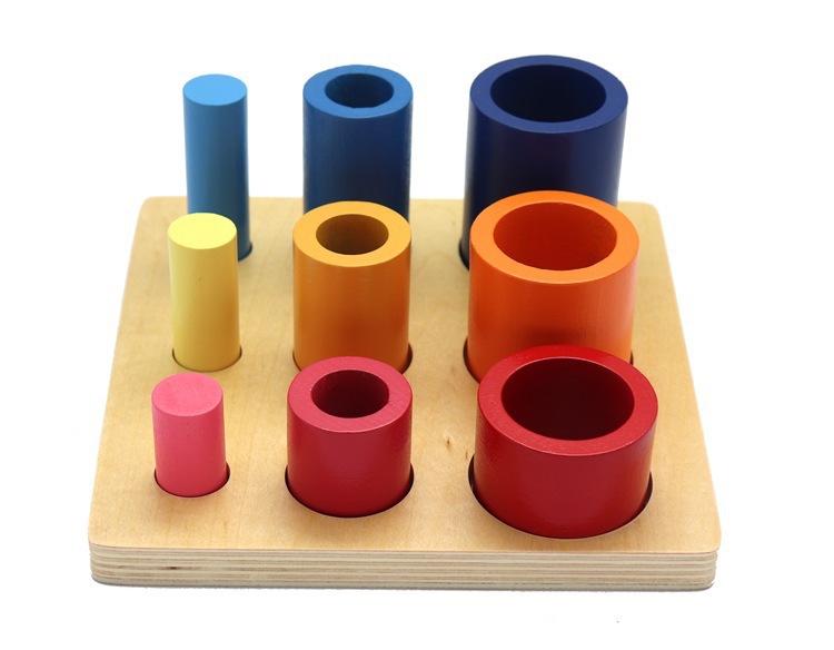 Wooden Early Education Thinking Round Block Develop Children Intelligence Baby Coordination Square Assembled Toy