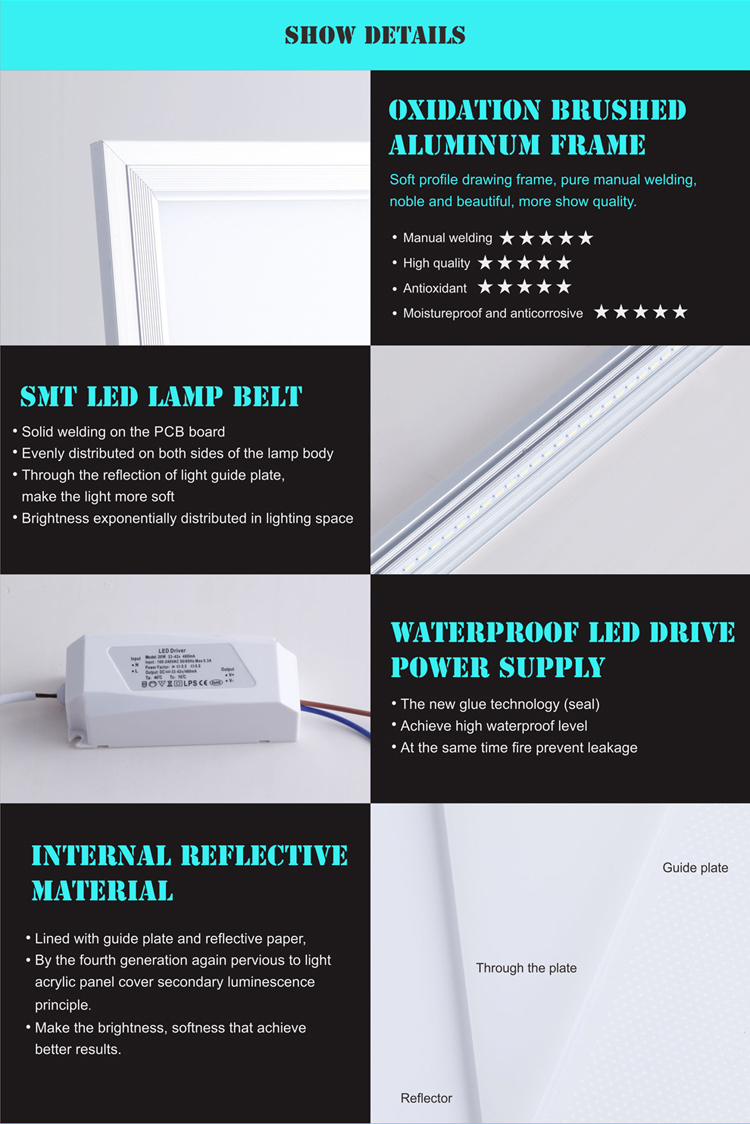 High brightness 40W ultra thin led light panel 600x600