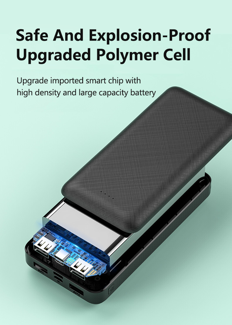 OEM Rechargeable Portable USB Power Bank 20000mah High Capacity With Led Display