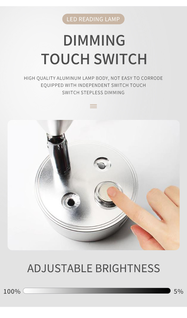 Touch Dimming 12V 10-30V Household LED Lights Yacht Reading With USB Charging Port