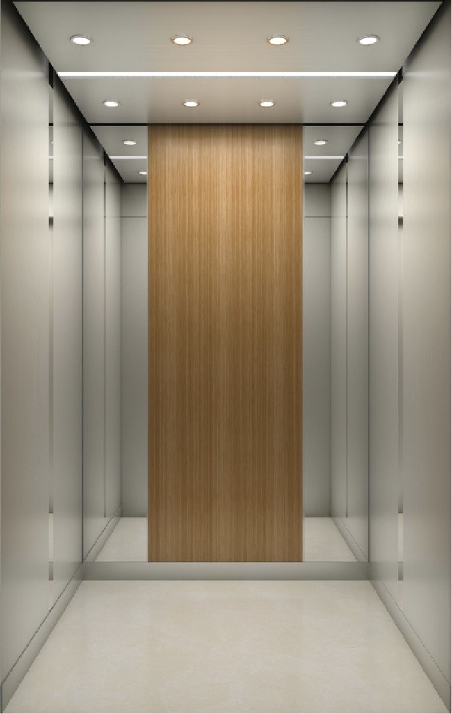 Office Buildings Automatic Passenger Elevator VVVF Drive Golden Mirror Etching
