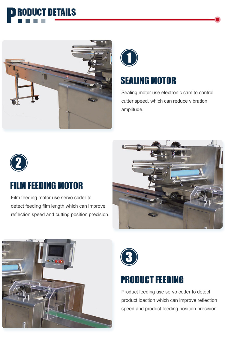 Mult-Row On-Edge Sealing Packing Machine Cookie Chocolate Biscuit Automatic Packing Machine
