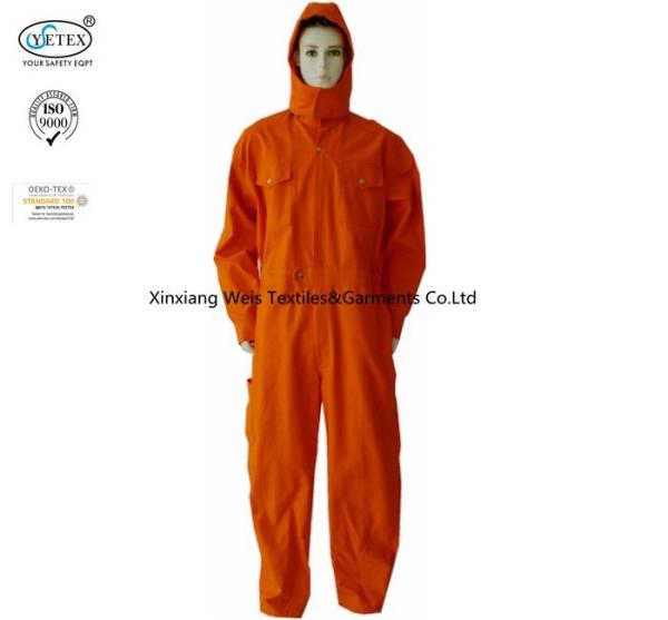 Orange Lightweight Fr Coveralls / Flash Arc Resistant Coveralls With Hood NFPA