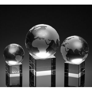 blank crystal globe award/globe with cube base award/blank globe award